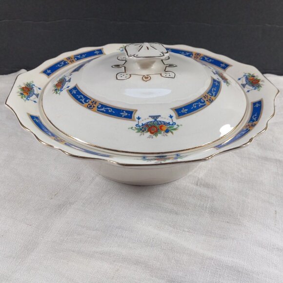 Myott Serving Dish Server MYO100 Fruit in Urn Blue Band Staffordshire England - Picture 1 of 13